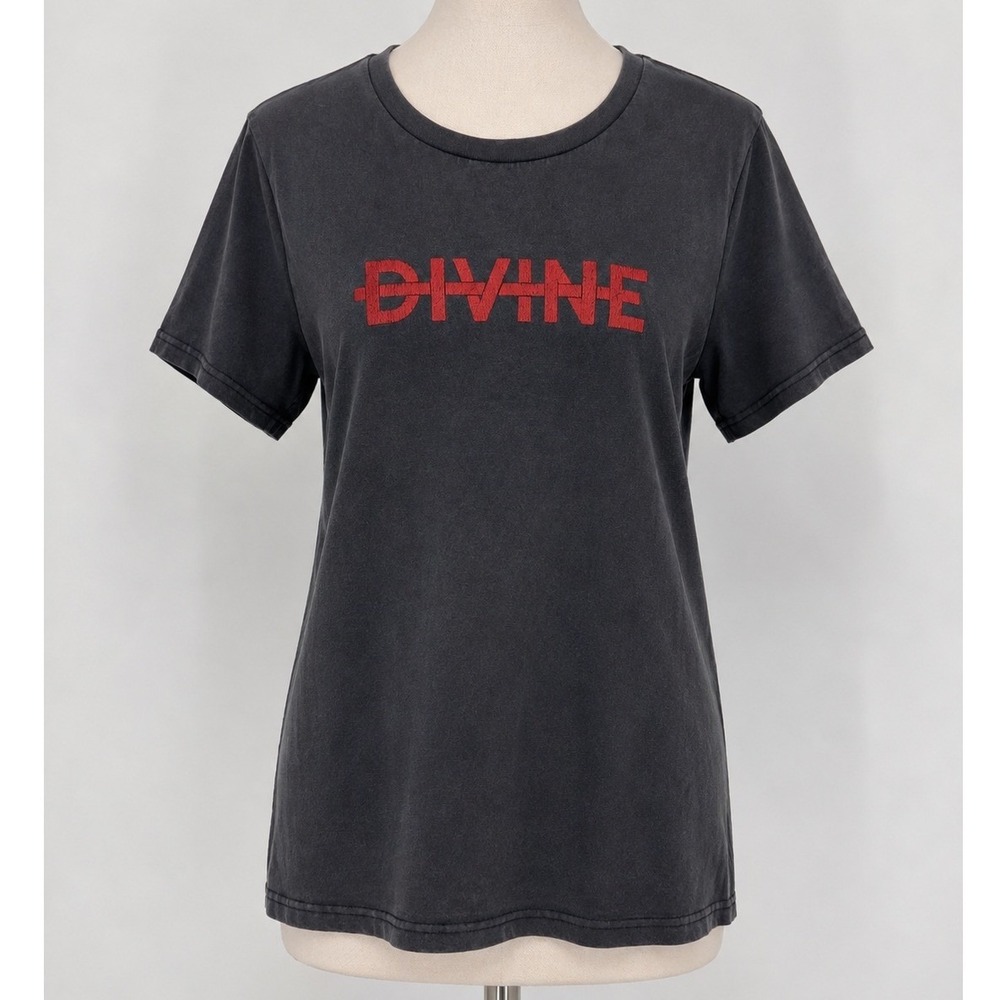Ksubi Divine Graphic Tee XL Black Washed Streetwear Casual Minimalist Skater